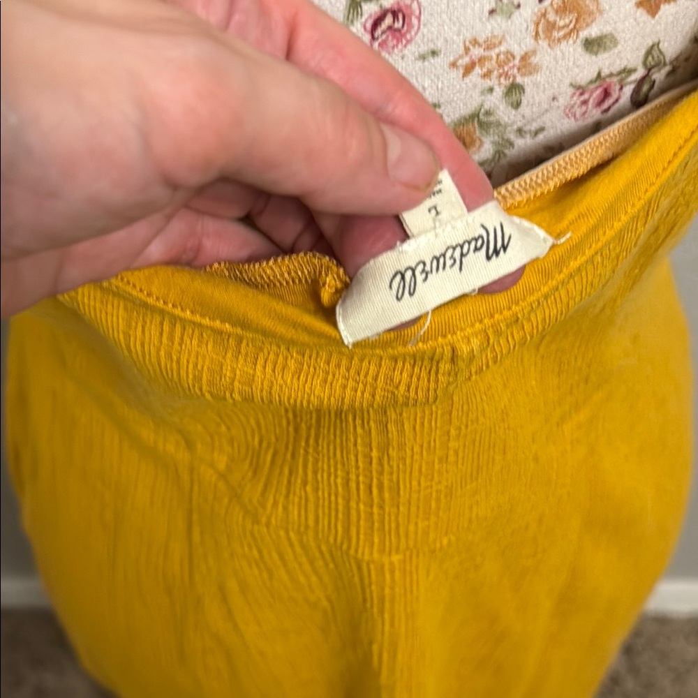 🎉3/$30 Madewell Yellow Gold Sleeveless Square Neck Midi Dress Button Down - Picture 2 of 7